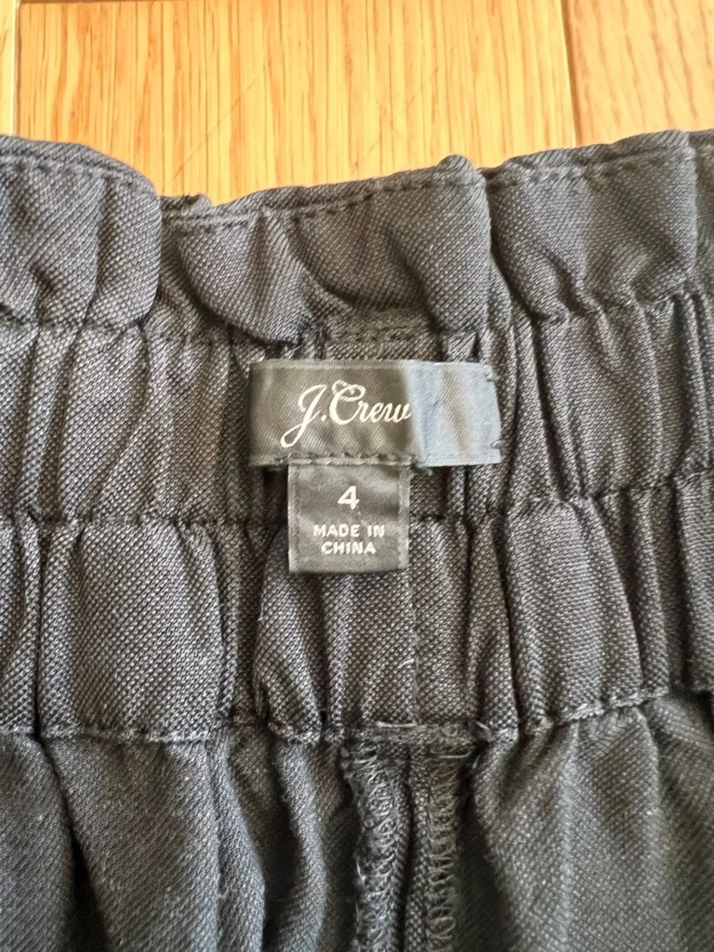 J. Crew Womens Paper Bag Wide Leg Black Pants High Rise Elastic Waist Size 4‎
